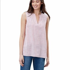 Joules Size 6 Sleeveless V-Neck Pink & White Vertical Stripe Linen Blend NWT